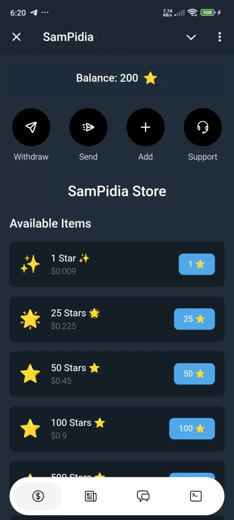 Sell Telegram Stars
